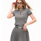 Polo Rib Knit Top / Pleated Skirt MDB0001