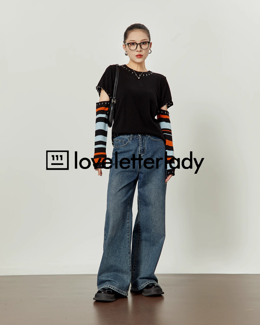 Border Sleeve Stitch Tops LLA0363