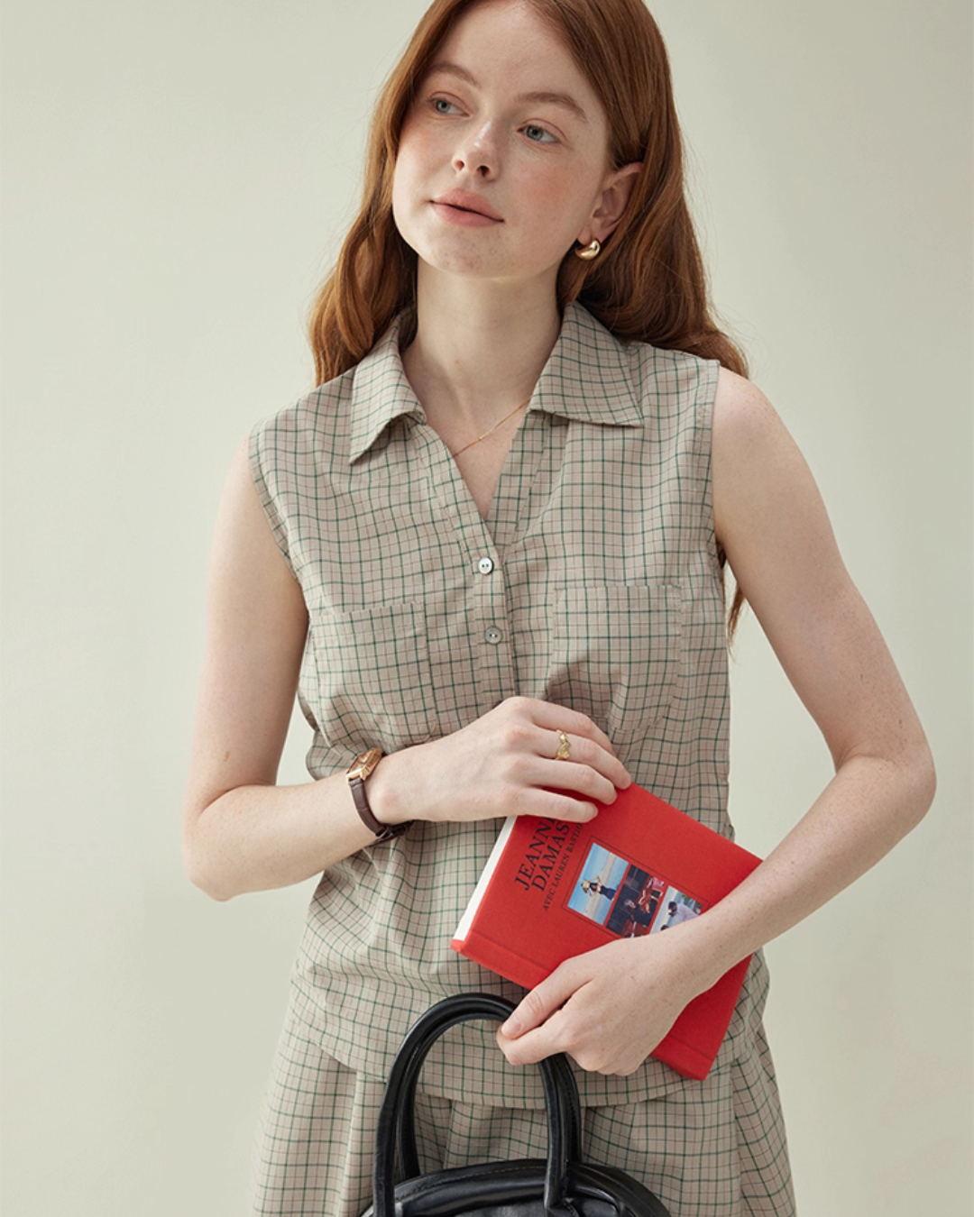 Retro Plaid Sleeveless Shirt / Long Skirt AMU0025