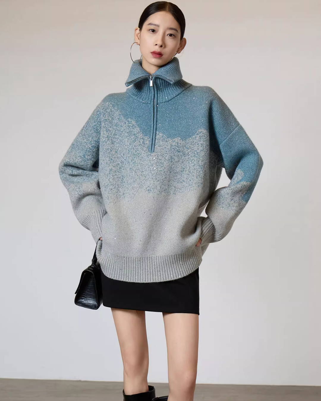 Half-Zip Gradient Knit Top SUY0006