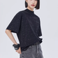 Sequin Mock Neck Short-Sleeve T-Shirt SHN0042