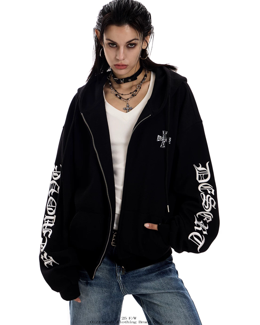 Waffle Knit Hoodie Zip-up Jacket ZTS0016