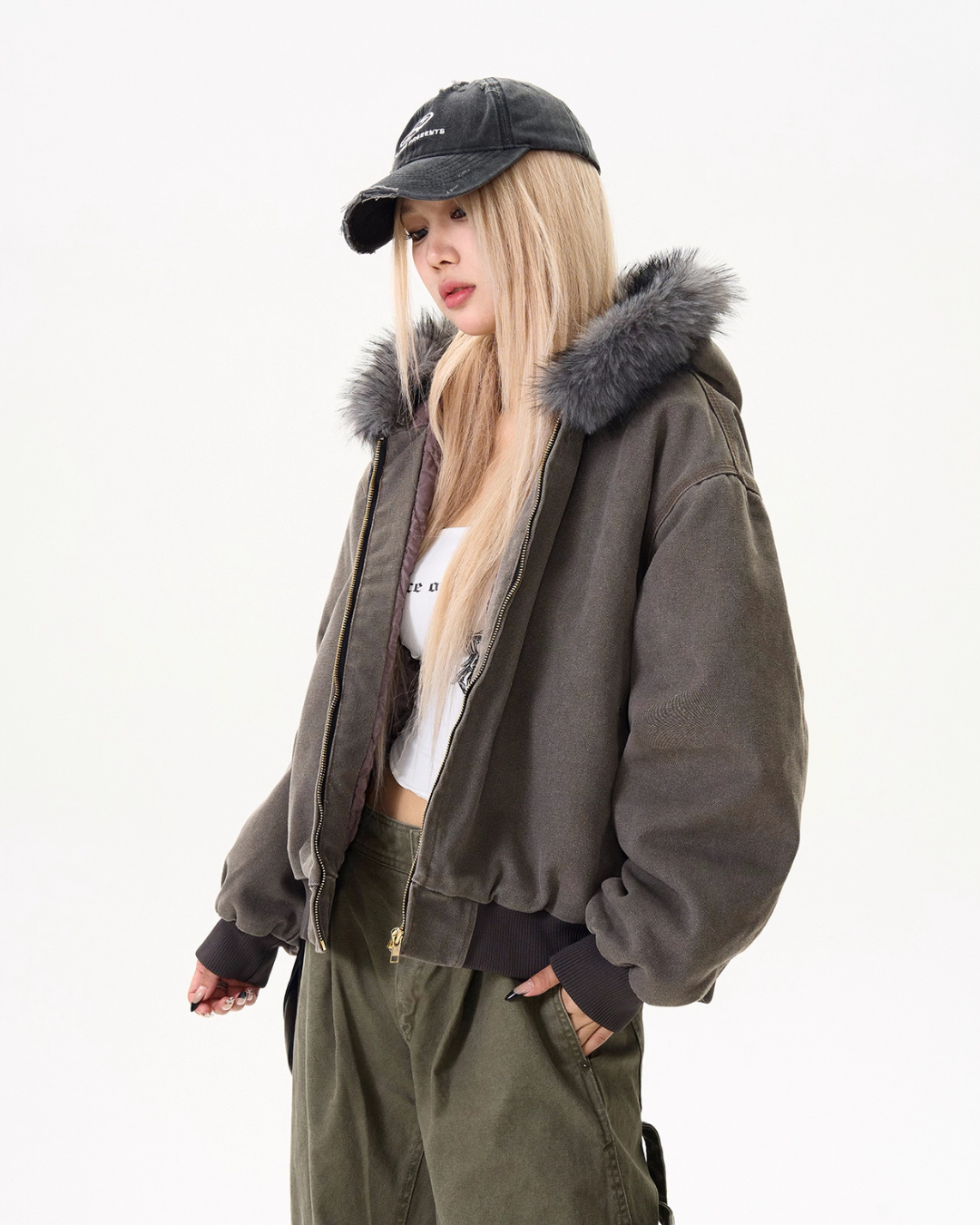 Fur Collar Short Cotton Coat MAD0011