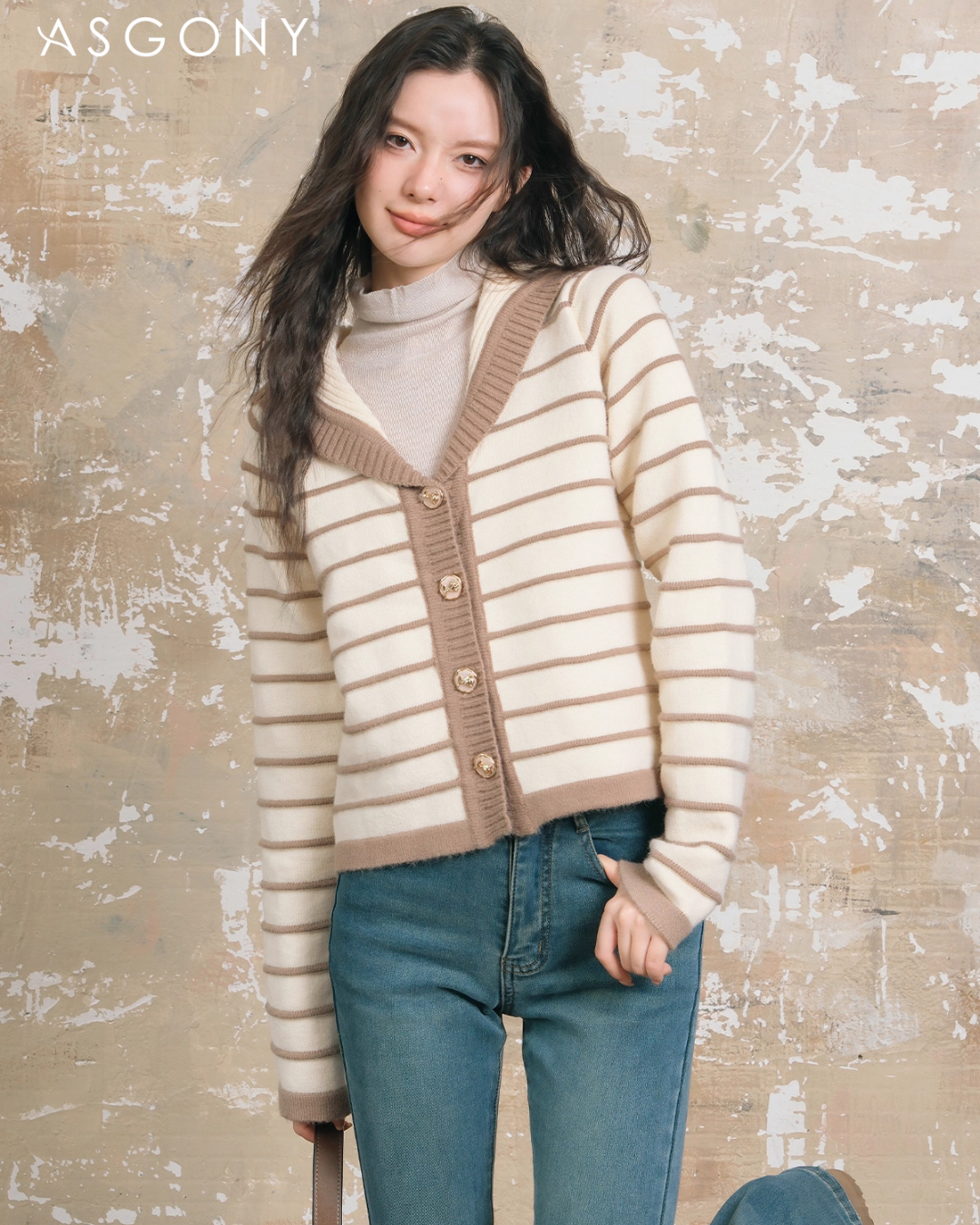 Stripe Retro Collar Knit ASG0054