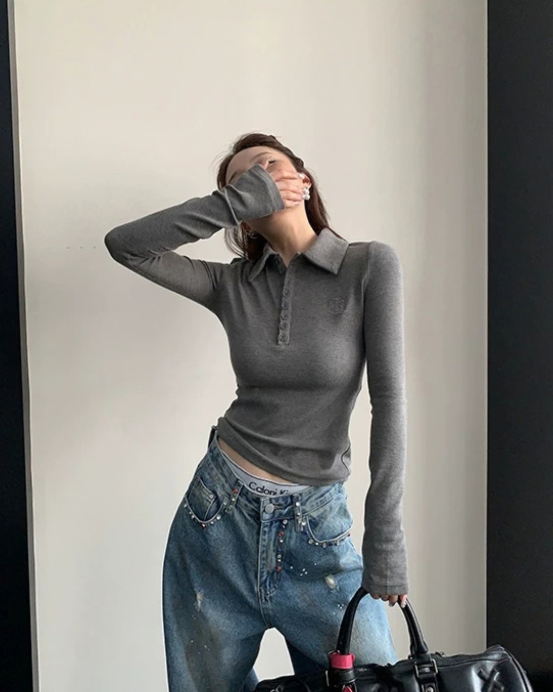 Half-Button Slim Top YLS1052