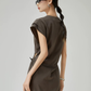 French Sleeve Cut-and-Sew Maxi Dress FER0276