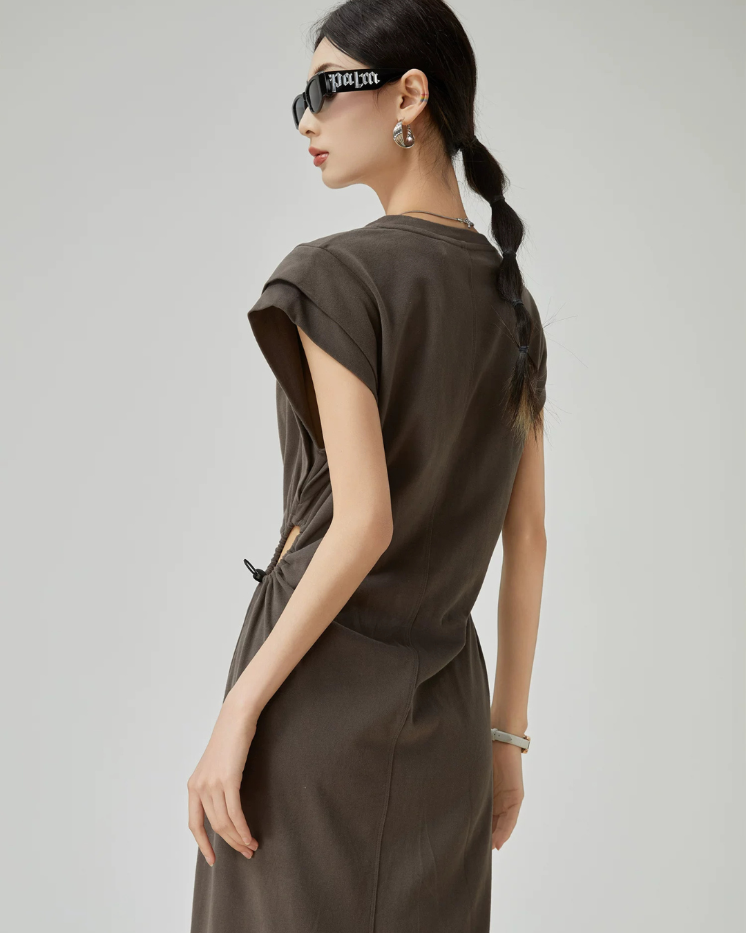 French Sleeve Cut-and-Sew Maxi Dress FER0276