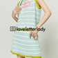 Blue Striped Summer Knit Vest / Skirt LLA0213
