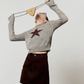 Star Round Neck Knit / A-line Mini Skirt LLA0539
