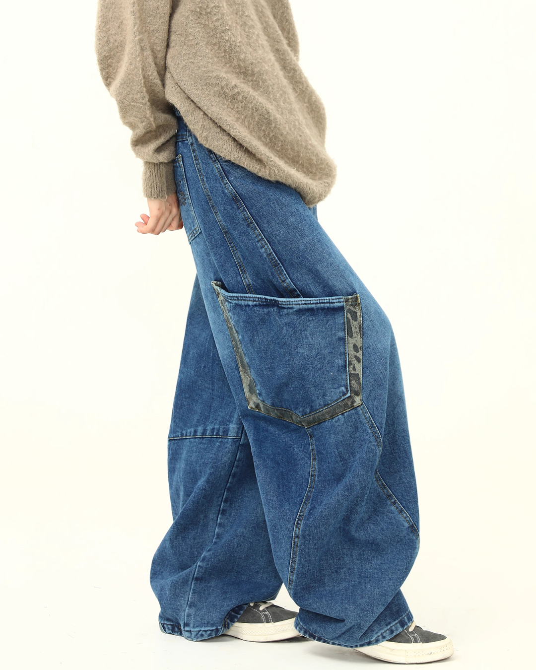 Retro Curve Wide Denim Pants WDZ0030