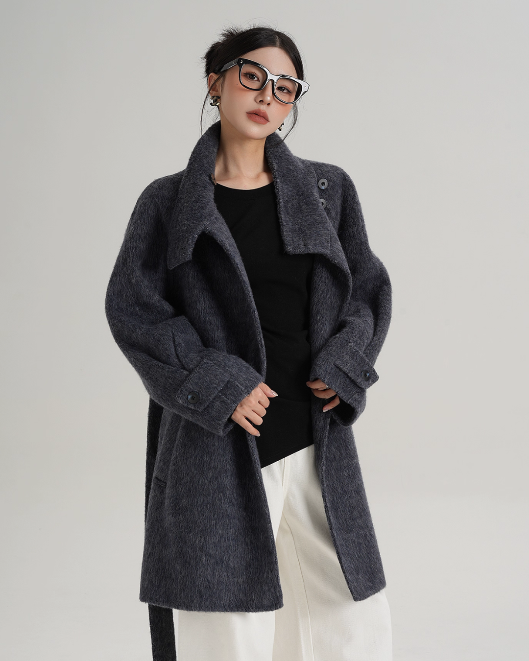 Stand Collar Wool Coat SRS0364 – AuroraBoutique Stand Collar Wool Coat SRS0364 – AuroraBoutique