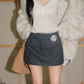 Collarless Fur Coat/Mini Skirt OLD0003