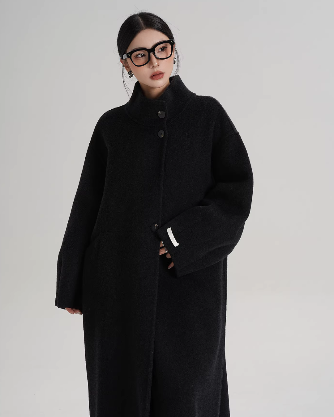 Mock Neck Long Coat SRS0413