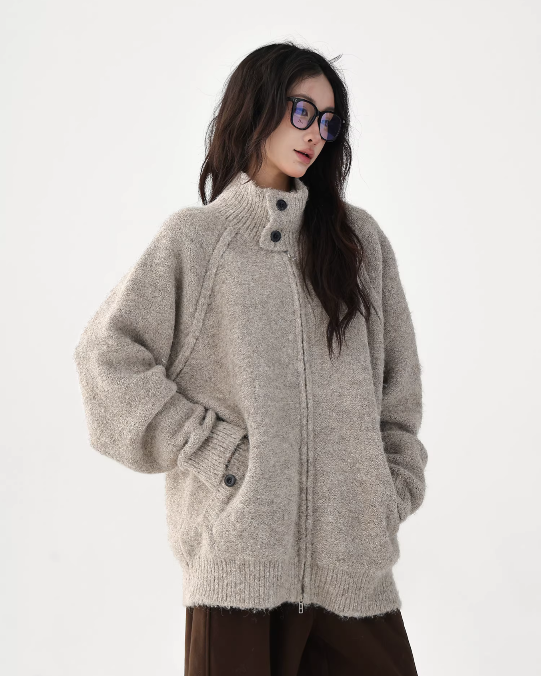 Stand Collar Knit Jacket ACS0352