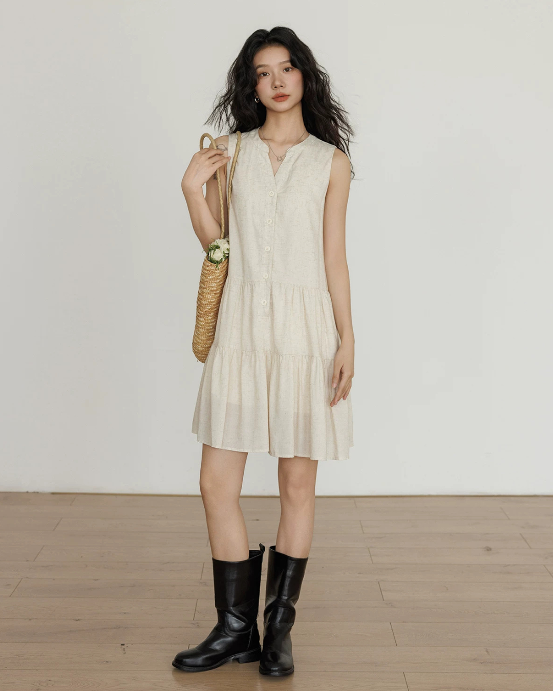 Sleeveless Tiered Mini Dress VAS0202