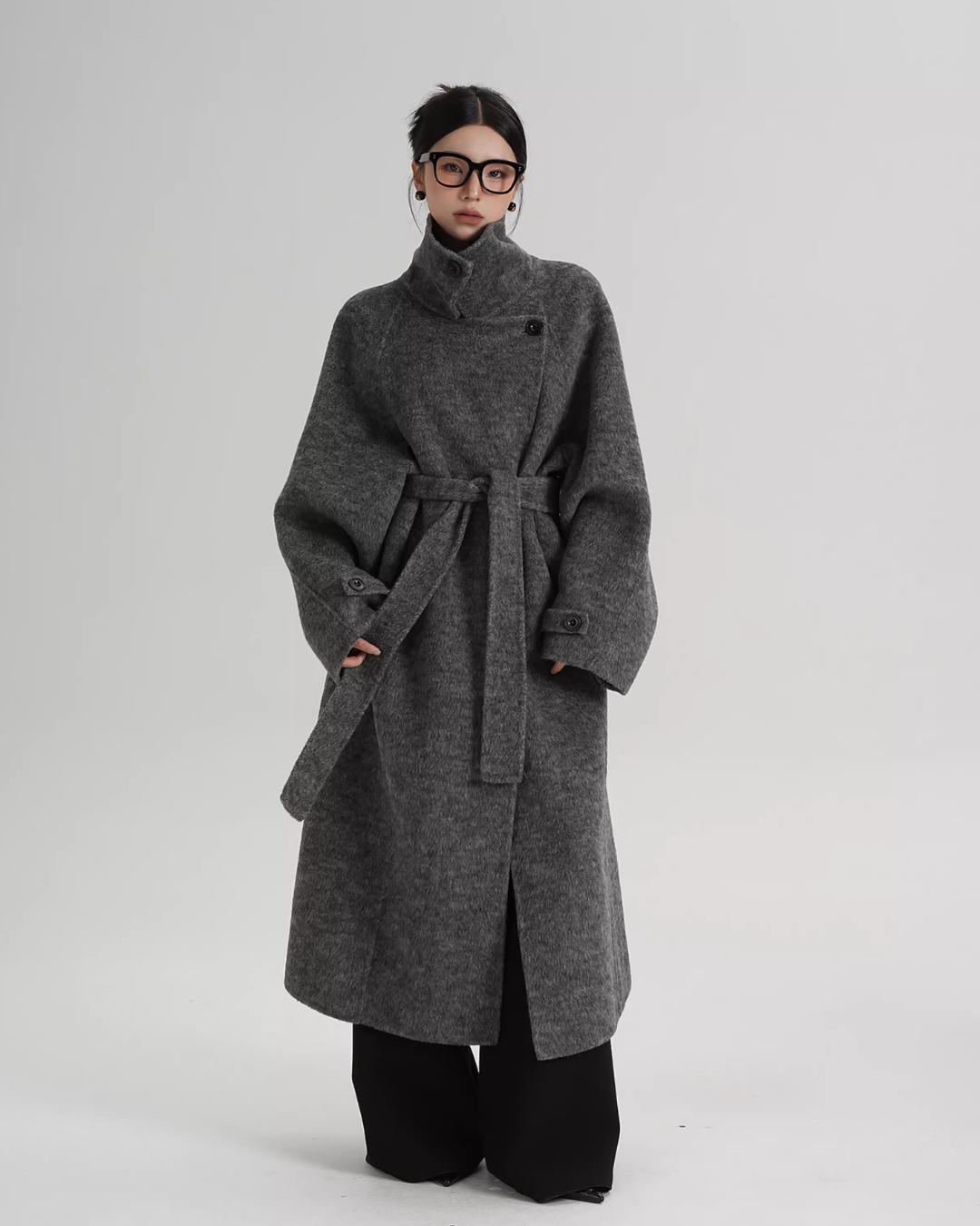 Stand Collar Long Loose Wool Coat SRS0361