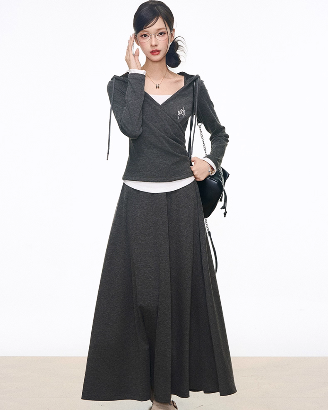 Drape Hood Top / Long Loose Skirt / Wide Pants WEO0073