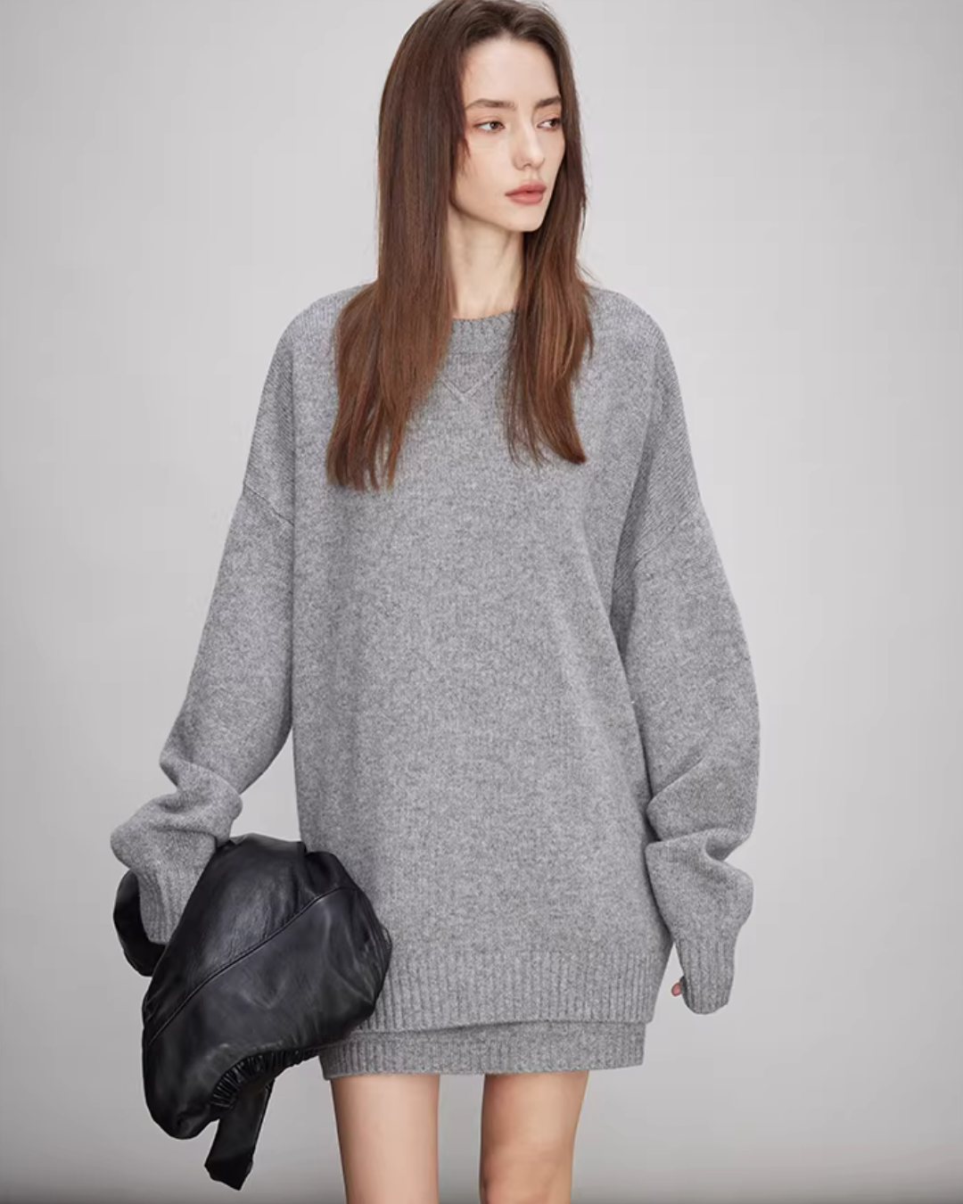 Sheep Wool Pullover Knit Top / Waist Short Skirt TEO0004