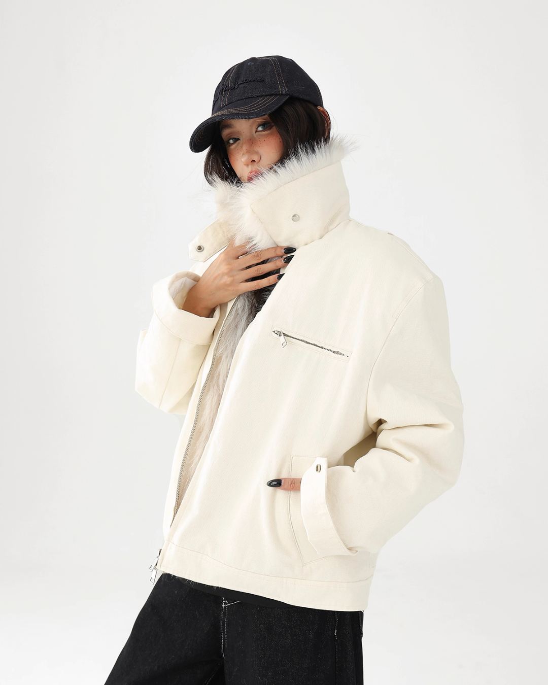 Fur Collar Quilted Jacket ACS0340