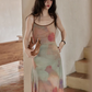 Marble Pattern Camisole Long Dress SMS0013