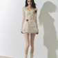 Rose motif lace sleeve dress LAS0025