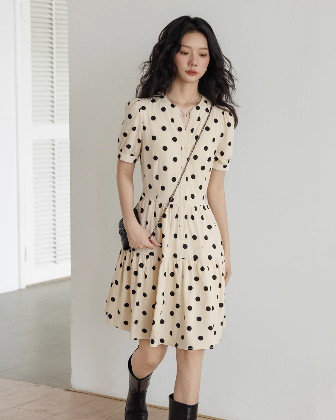 Polka Dot Tiered Dress VAS0105