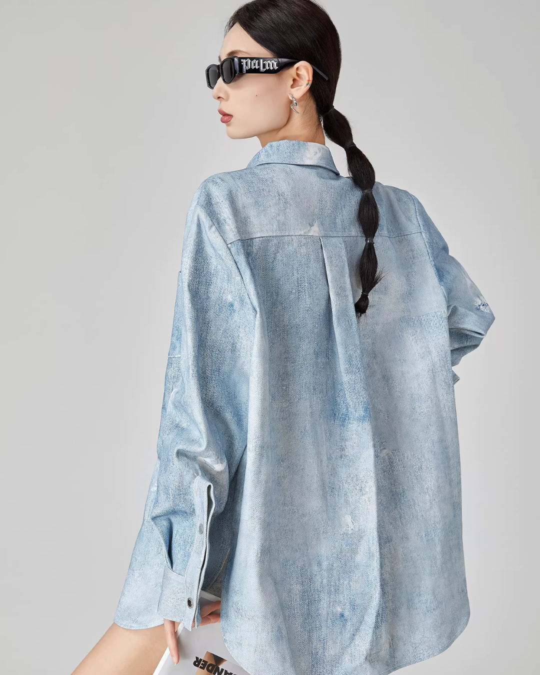 Denim Long-Sleeve Shirt / High-Waisted Shorts FER0076