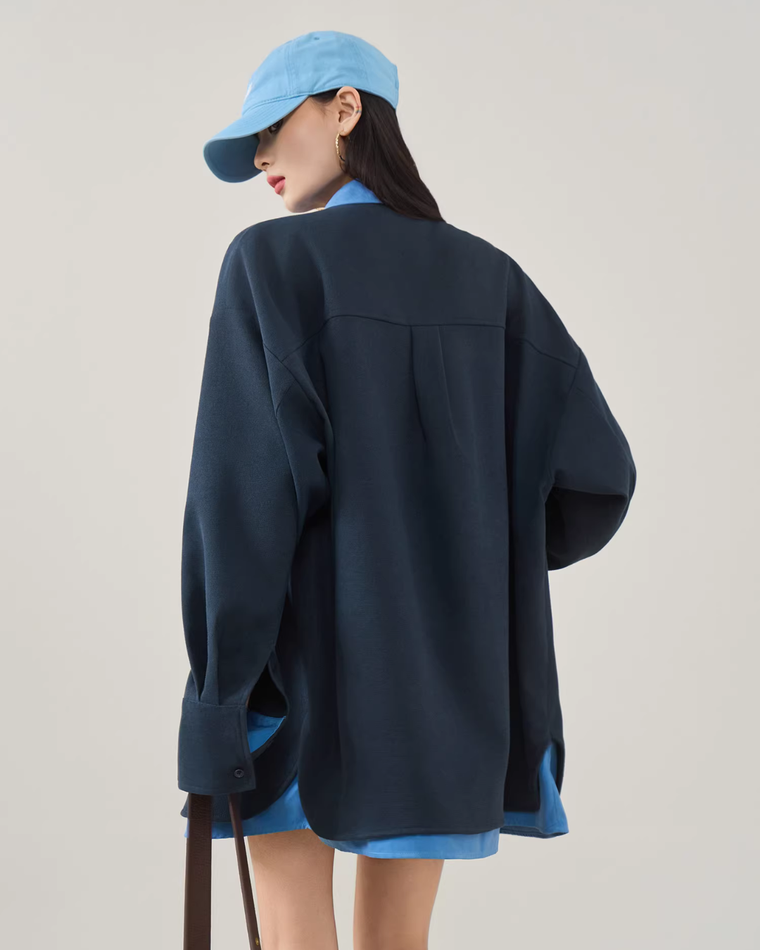 Color-Block Layered Oversized Shirt FER0072