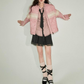 Stand Collar Pink Leather Jacket DDM0018