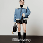 Denim Mouton Jacket / Leather Tiered Skirt  LLA0569