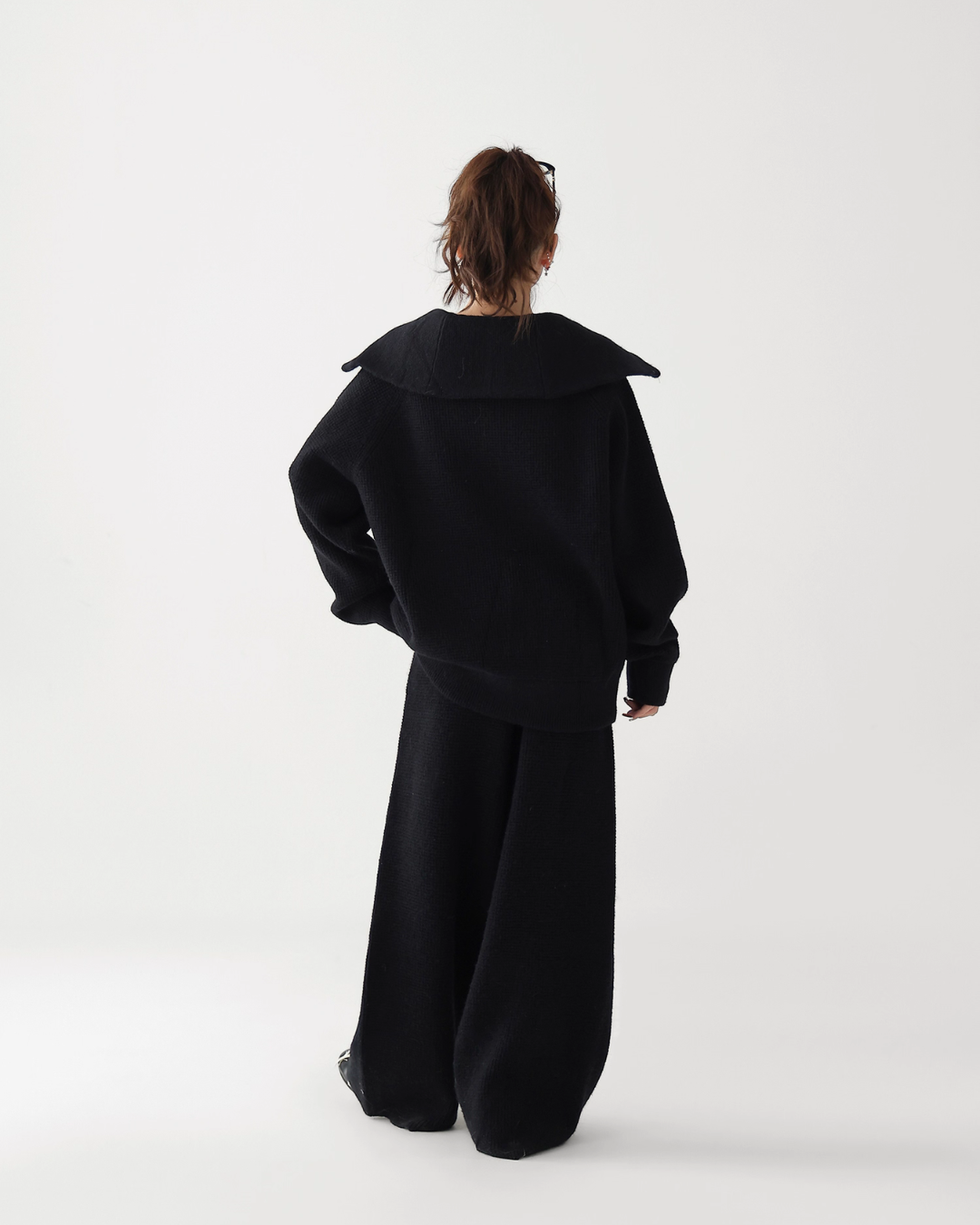 Half-Zip Knit Top / Loose Wide Pants ACS0336