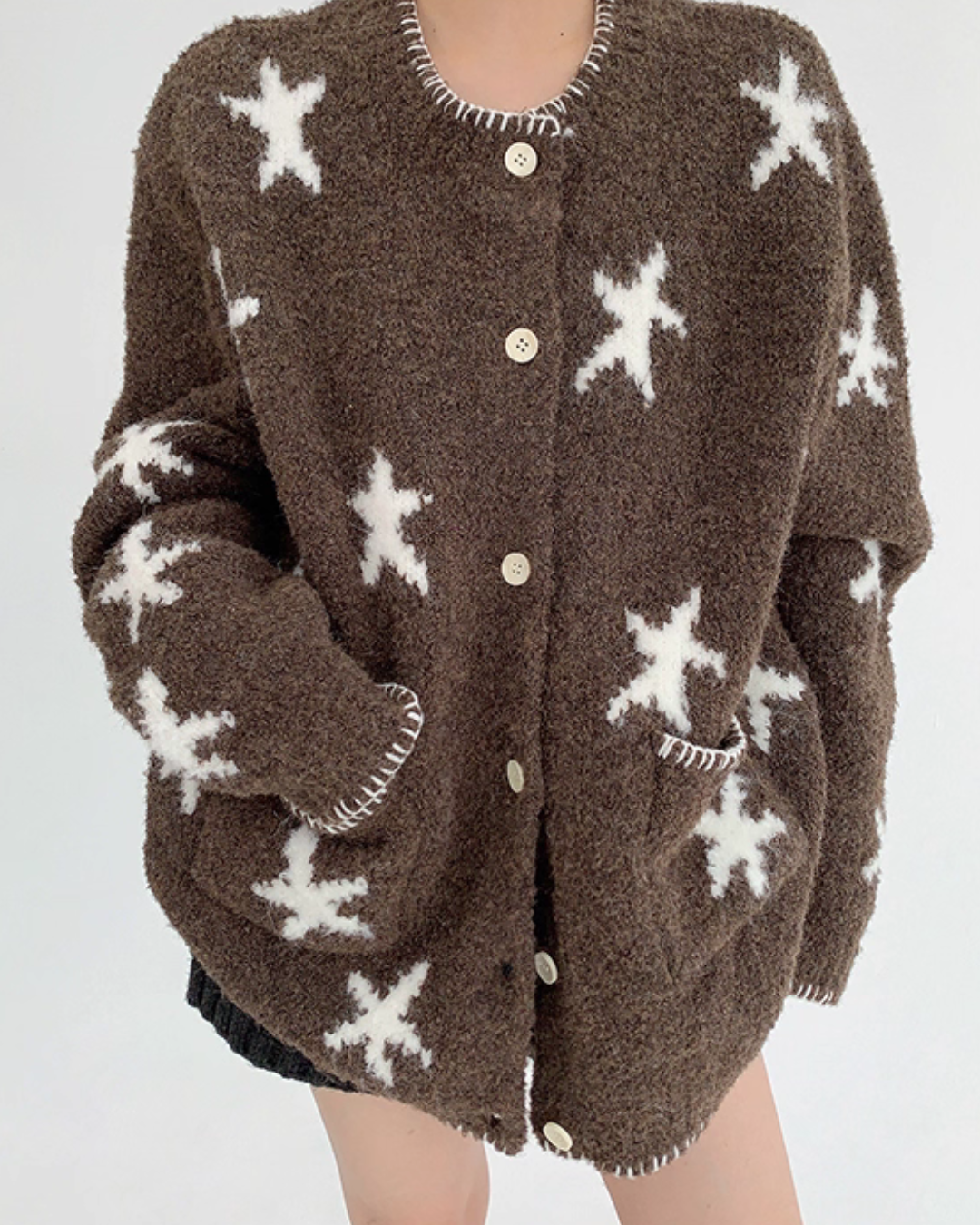 Star Patterned Knit Cardigan YLS1002