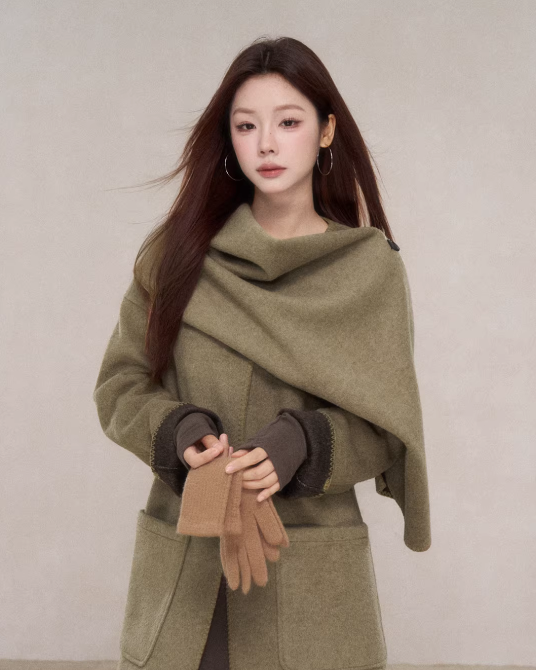 Scarf Collar Wool Coat WDB0004
