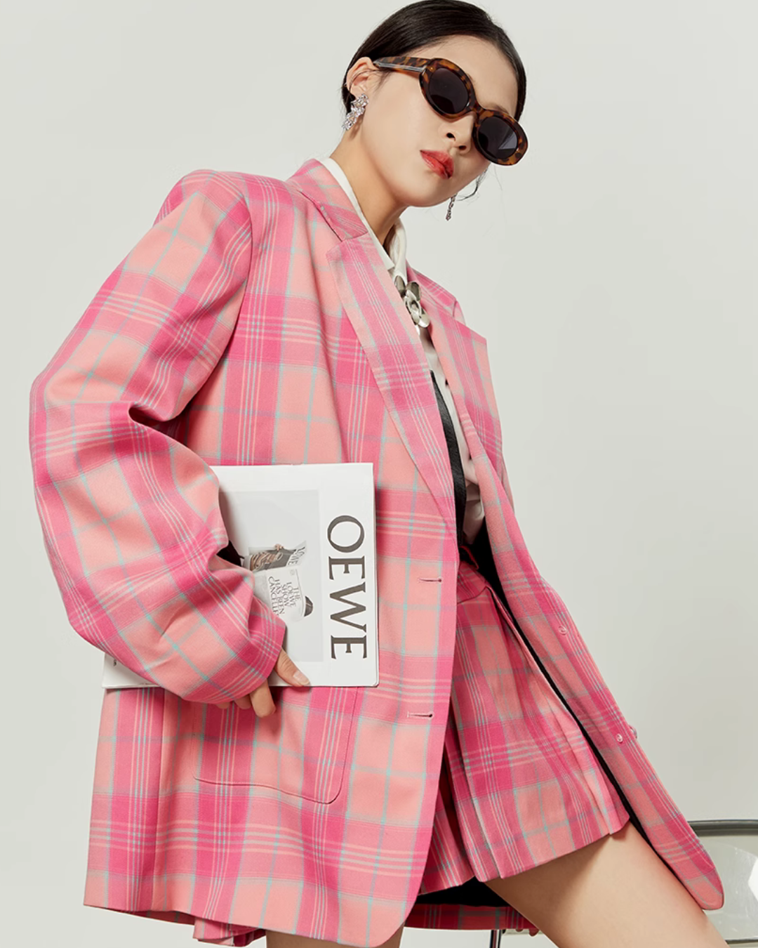 Pink Girly Check Jacket / Check Pleated Skirt LLA0020