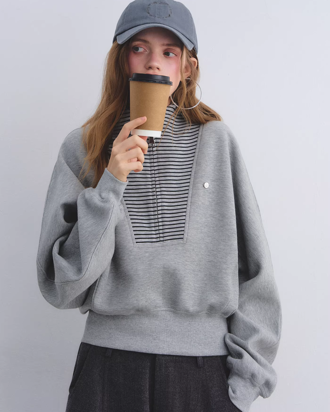 Striped Half-Zip Pullover Hoodie ASG0081
