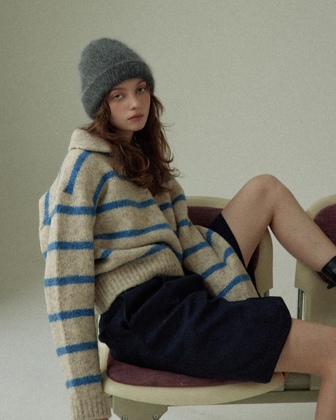 Border Polo Knit Top RLZ0005