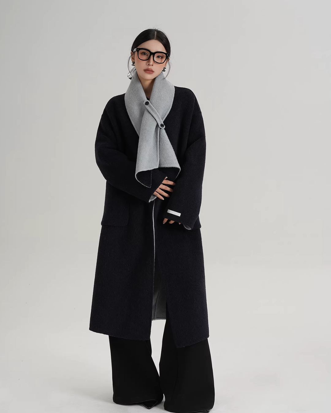 Scarf Collarless Coat SRS0412