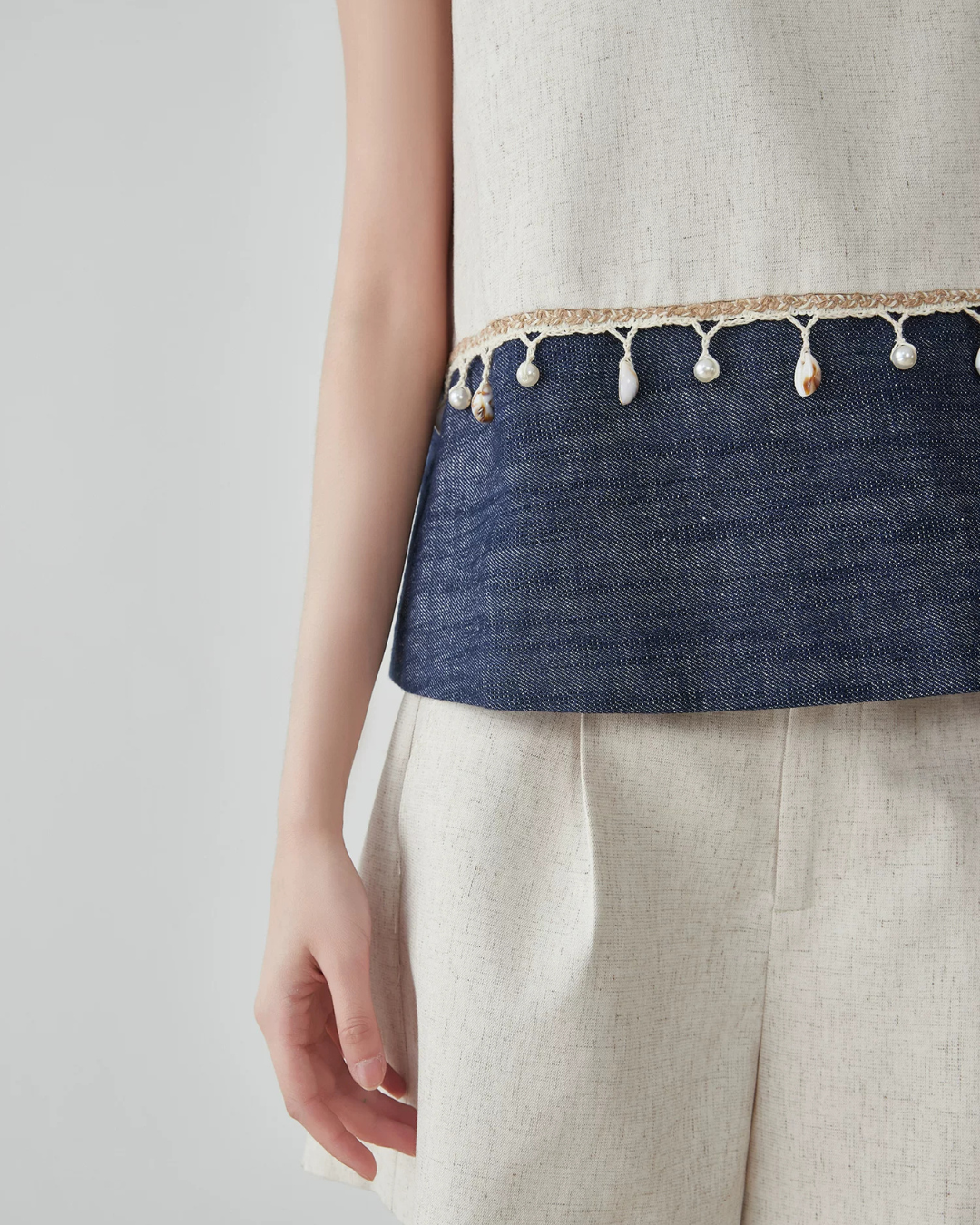 Bejeweled Fringe Sleeveless Top / Half Pants FER0283