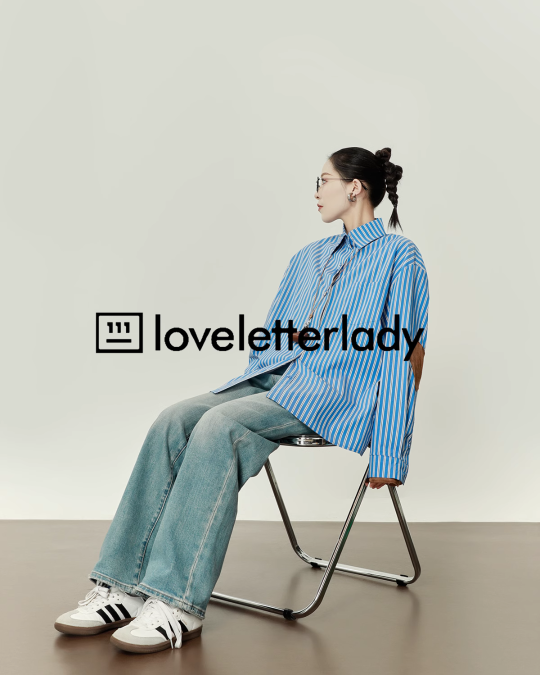 Blue Striped Patchwork Shirt LLA0415
