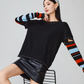 Black Striped Patchwork Knit FER0033