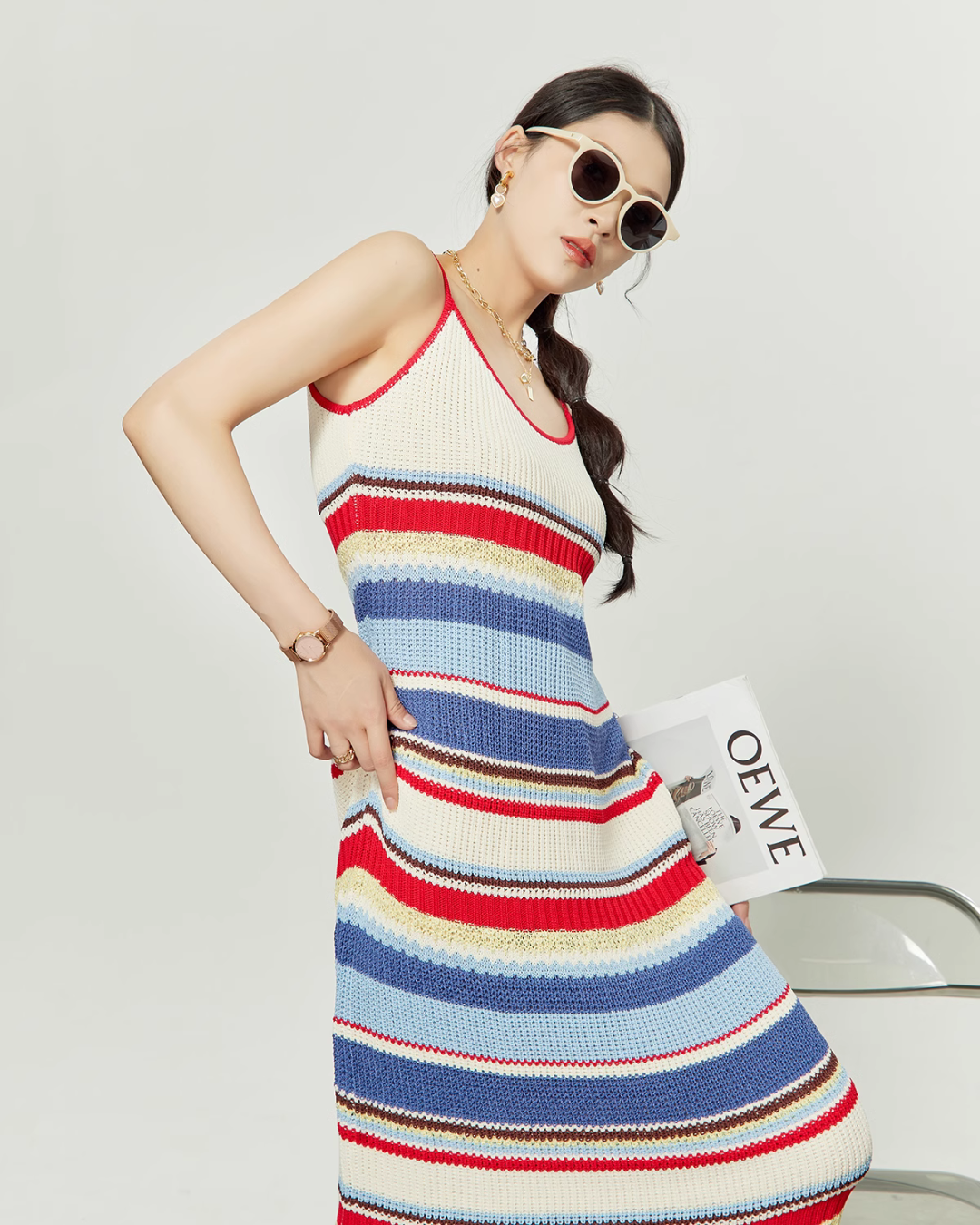 Colorful Border Cami Dress LLA0159