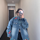 Flower Embroidered Denim Shirt YLS0759