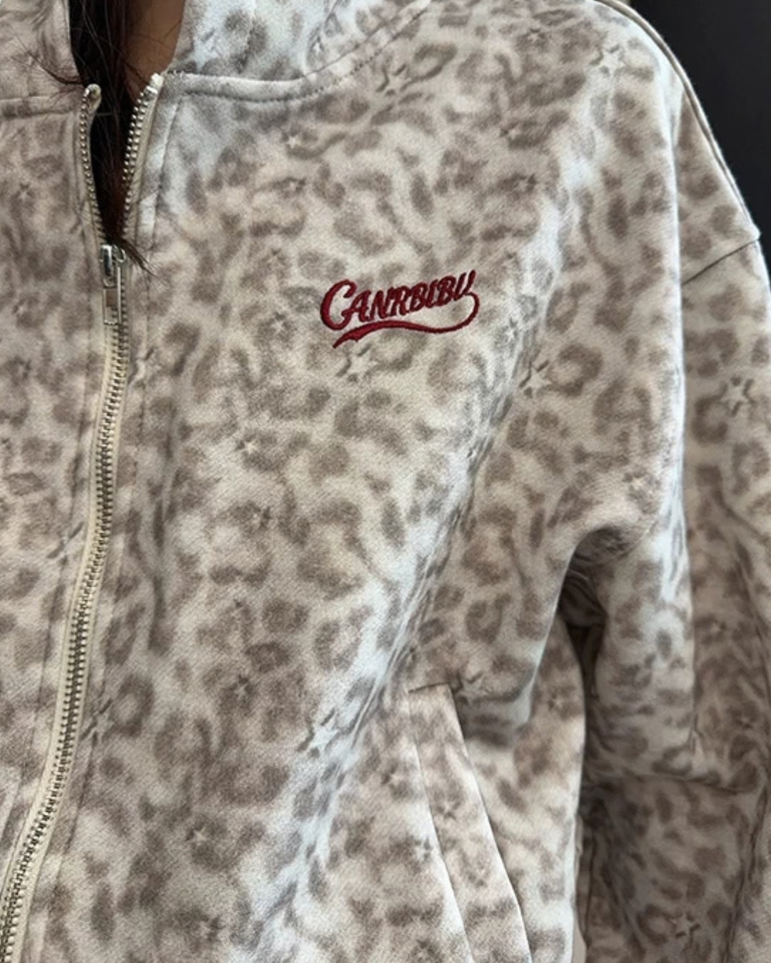 Leopard Print Zip Hoodie YLS1048
