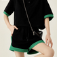 Black & Green Retro Tops / Shorts LLA0013