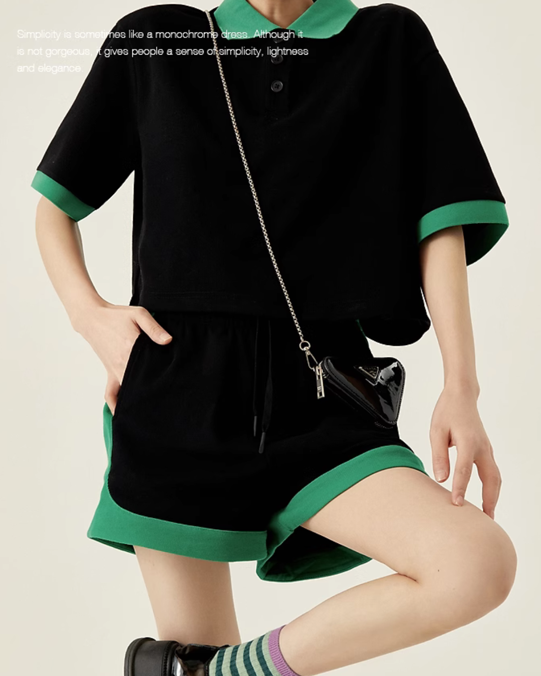 Black & Green Retro Tops / Shorts LLA0013