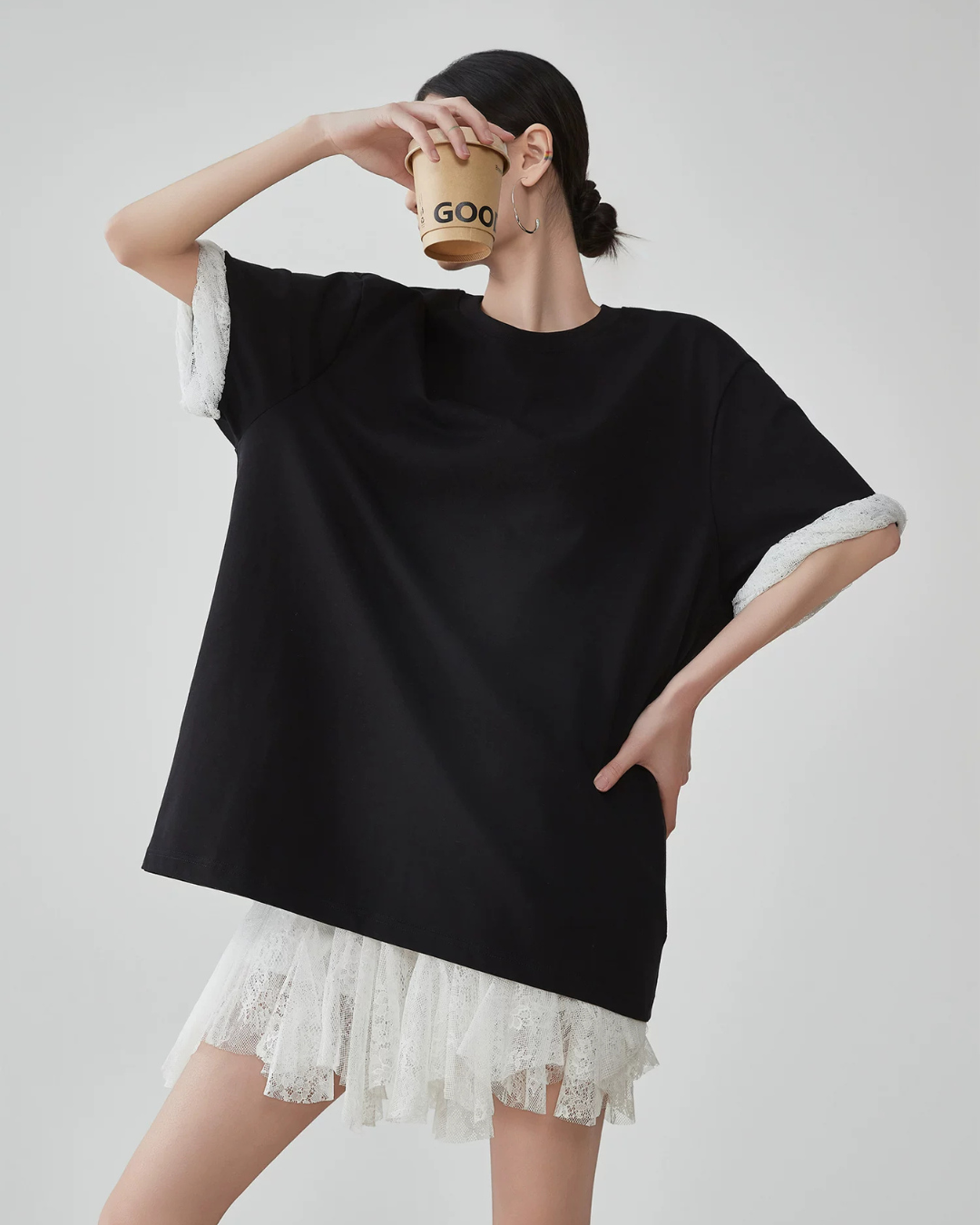 Sleeve Frill Color-Block Pullover FER0160