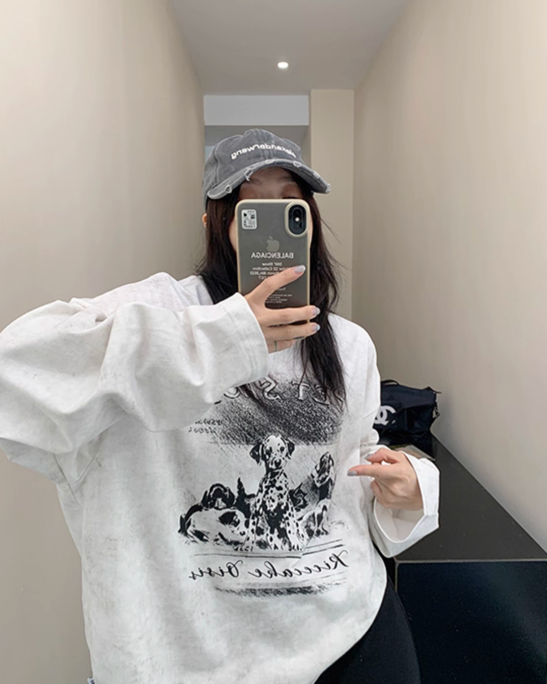 Dog Print Loose Long Sleeve T-Shirt YLS0913