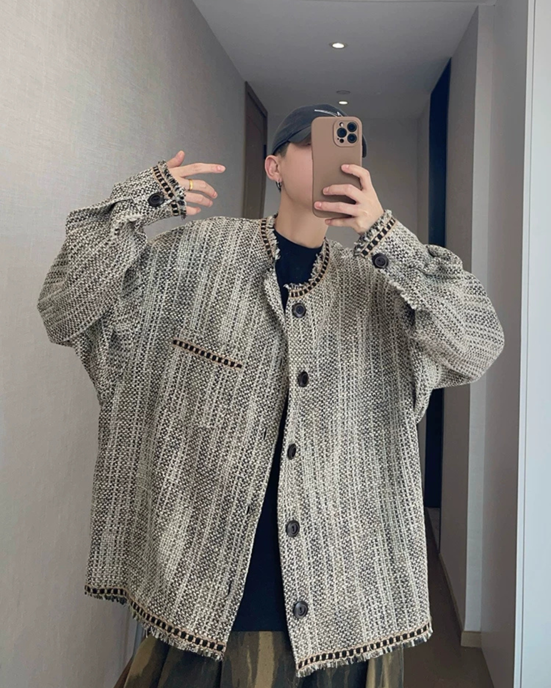 Round-Neck Tweed Jacket DAZ0005