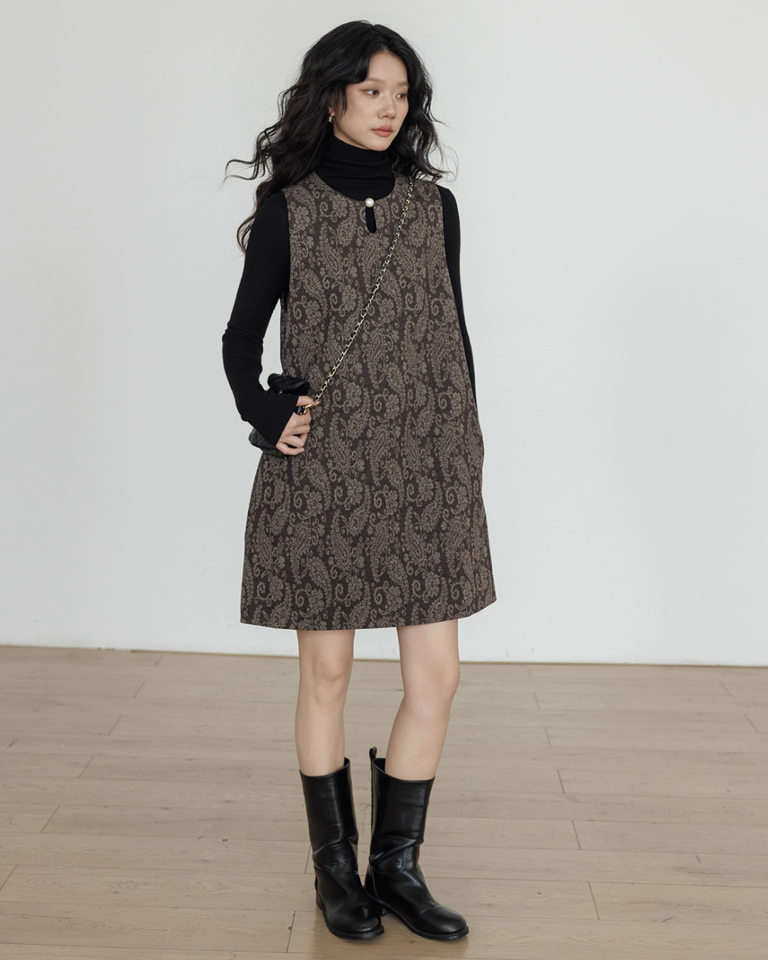 Round Neck Paisley Vest Dress VAS0165