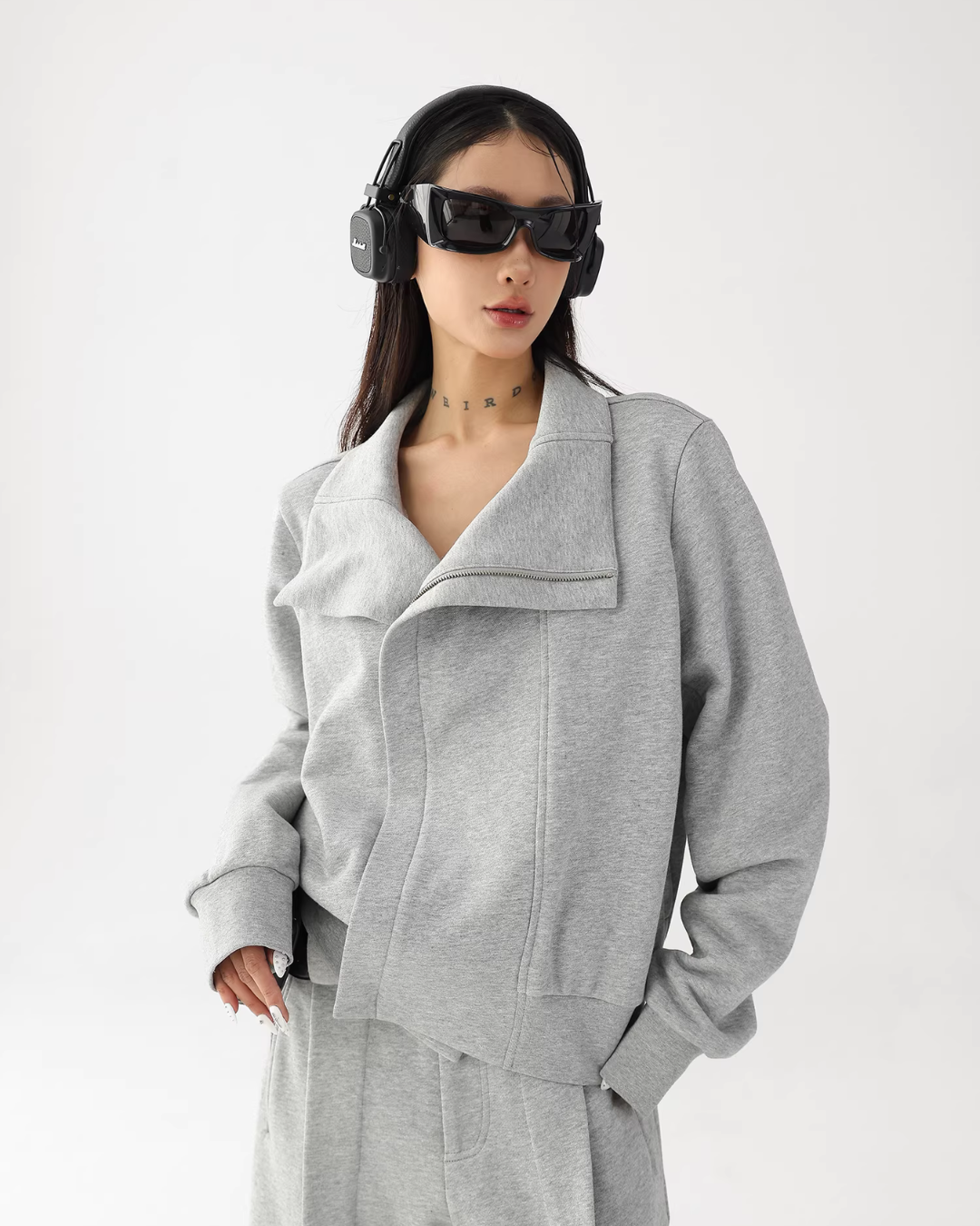 Stand Collar Cropped Jacket/Casual Wide Pants ACS0360